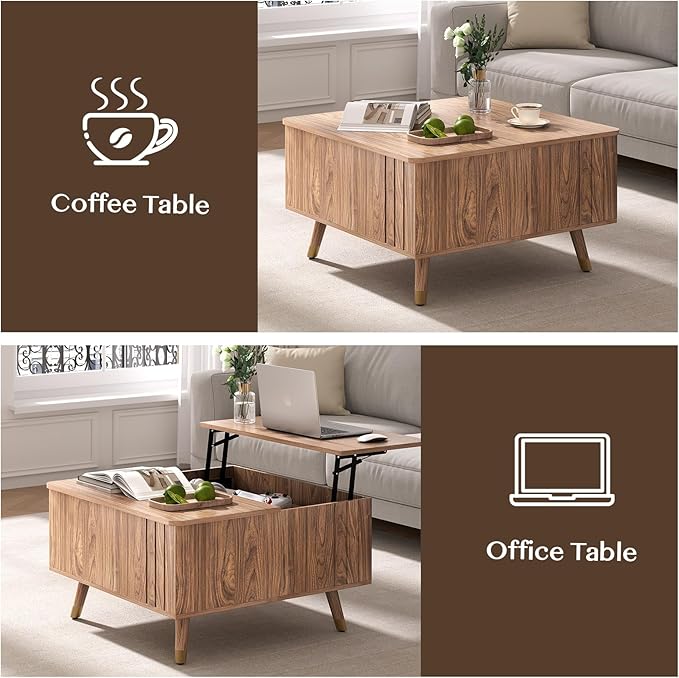 JOINICE Walnut Lift Top Coffee Table