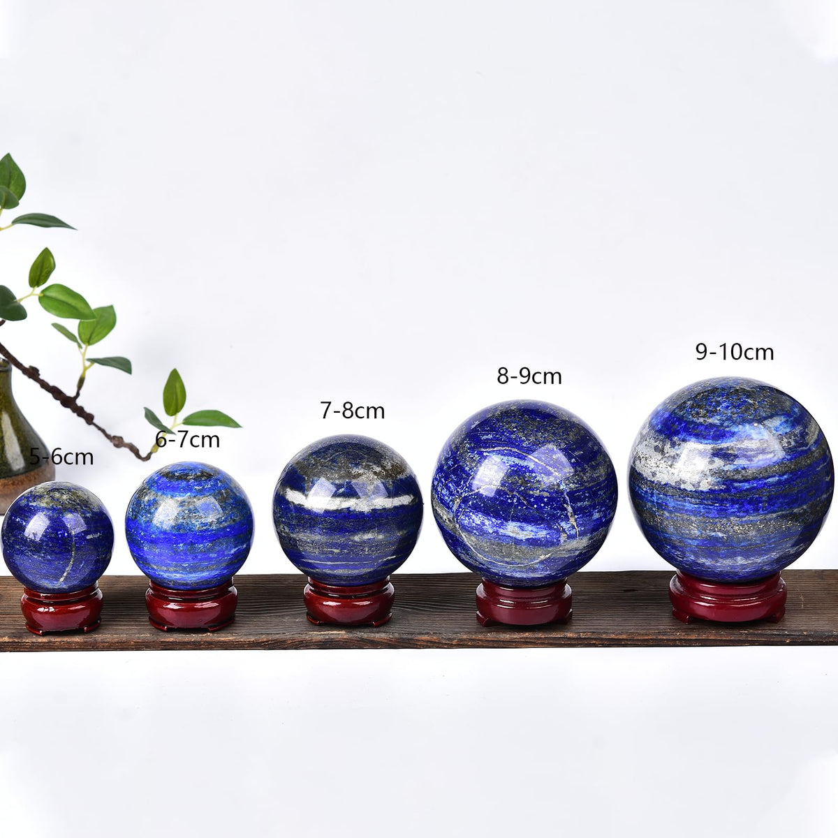 JIC Gem Lapis Lazuli Quartz Crystal Ball with Wooden Stand - Blue Crystal Sphere for Feng Shui Decor & Spiritual Gifts - 60-70mm
