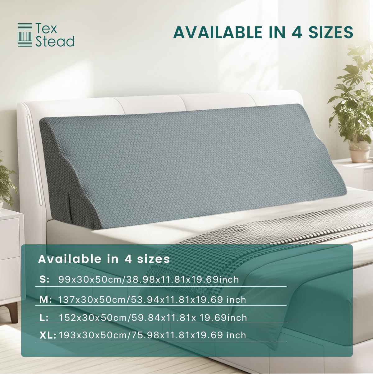 CHERRYARN King Size Headboard Wedge Pillow – Ergonomic Incline Foam Cushion for Back, Neck & Shoulder Support, High-Resilience Daybed Pillow with Washable Anti-Pilling Cover, Gray 76"x11.8"x19.68"