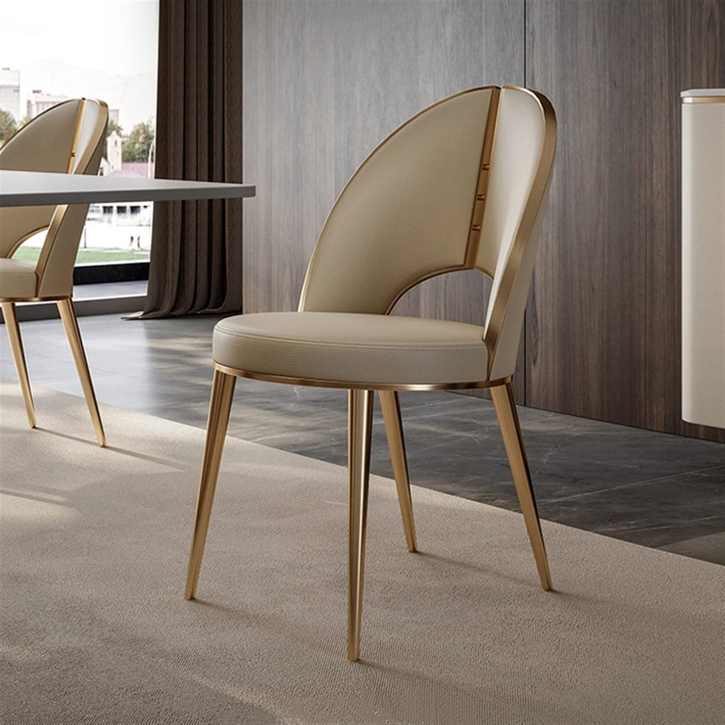 TRABVVIJSC Dining Room Chair Comfortable Designer Dining Chair Metal Gold Legs Ergonomic Makeup Leather Office Home Furniture