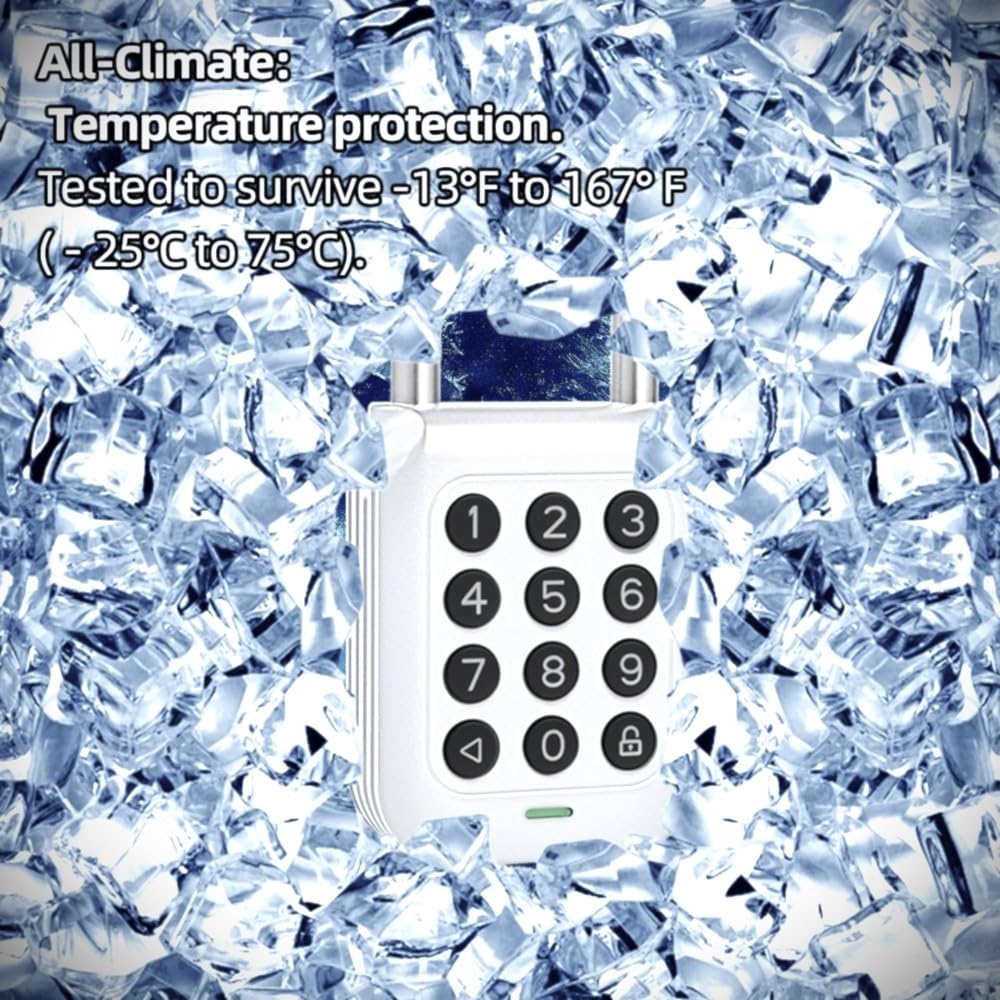 Bouware Smart Padlock Alpha1 Heavy-Duty Electronic Padlock Combination Weatherproof Digital Keypad Number Button Locks with Code, Outdoor/Indoor Use with Upgraded Security Features (Silver)
