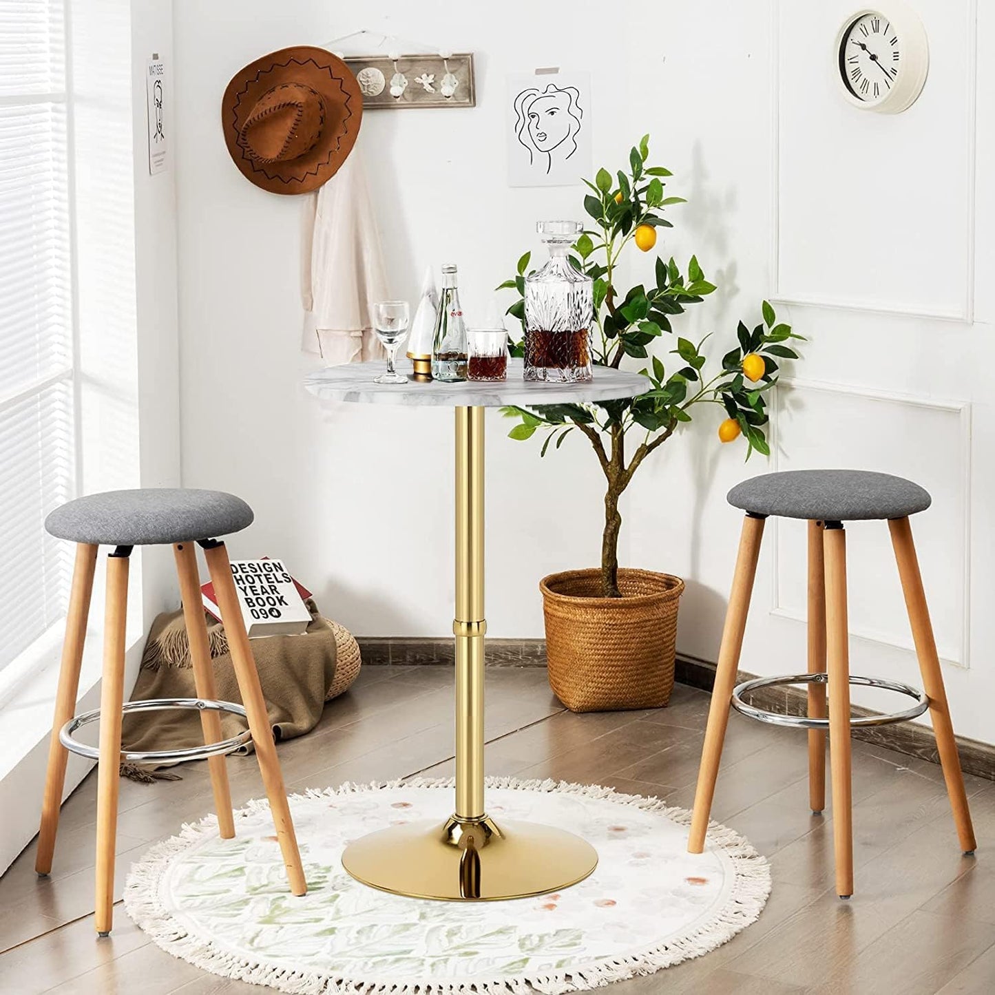 YHGSYXL 24" Round Gold Bar Table