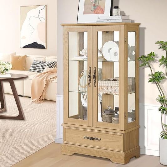 Lighted Glass Curio Display Cabinet