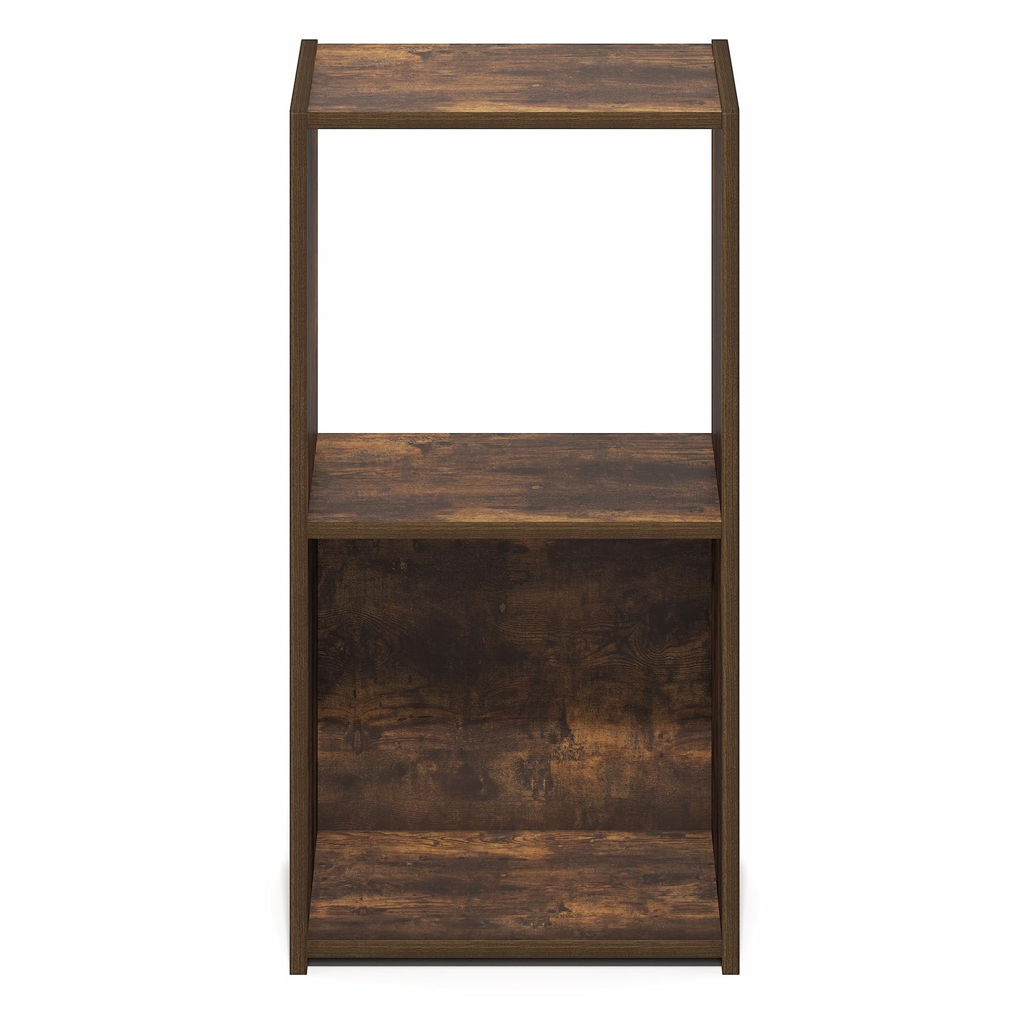 Furinno PELLI Book Shelf, 2-Cube Bookshelf with Open & Closed Back Cubes, 2 x 1 Storage Organizer Cabinet, 12.2 x 11.6 x 24.2, for Living Room, Bedroom, Home Office, Amber Pine