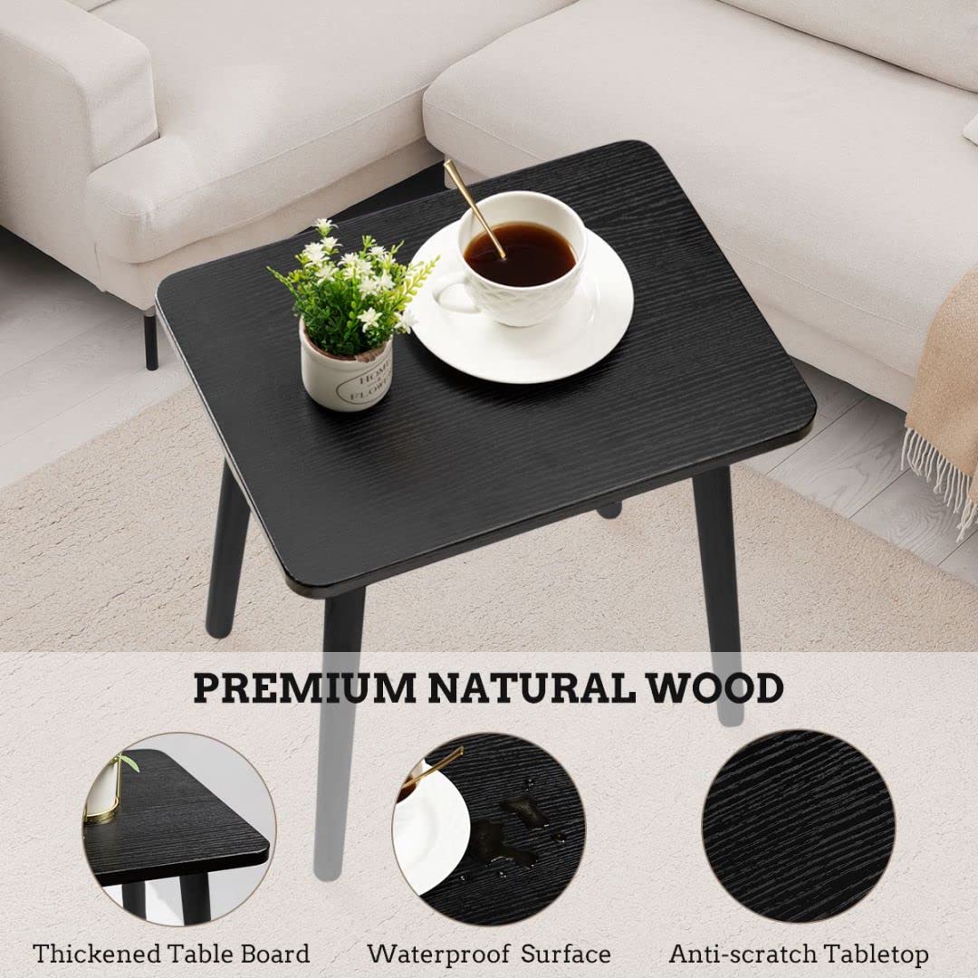 FORAOFUR Side Table, Modern Accent End Table with Wooden Legs, Easy to Assemble Mini Living Room Table for Sofa Bedroom, Minimalist Black Furniture for Small Apartments and Limited Spaces