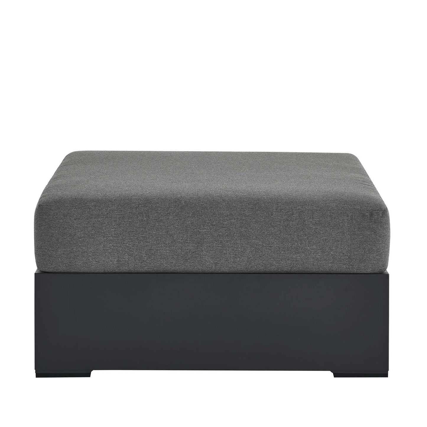 Modway Tahoe Aluminum Ottoman in Gray Charcoal with Weather-Resistant Cushion-Ideal as Outdoor Footstool, Patio or Sunroom Furniture