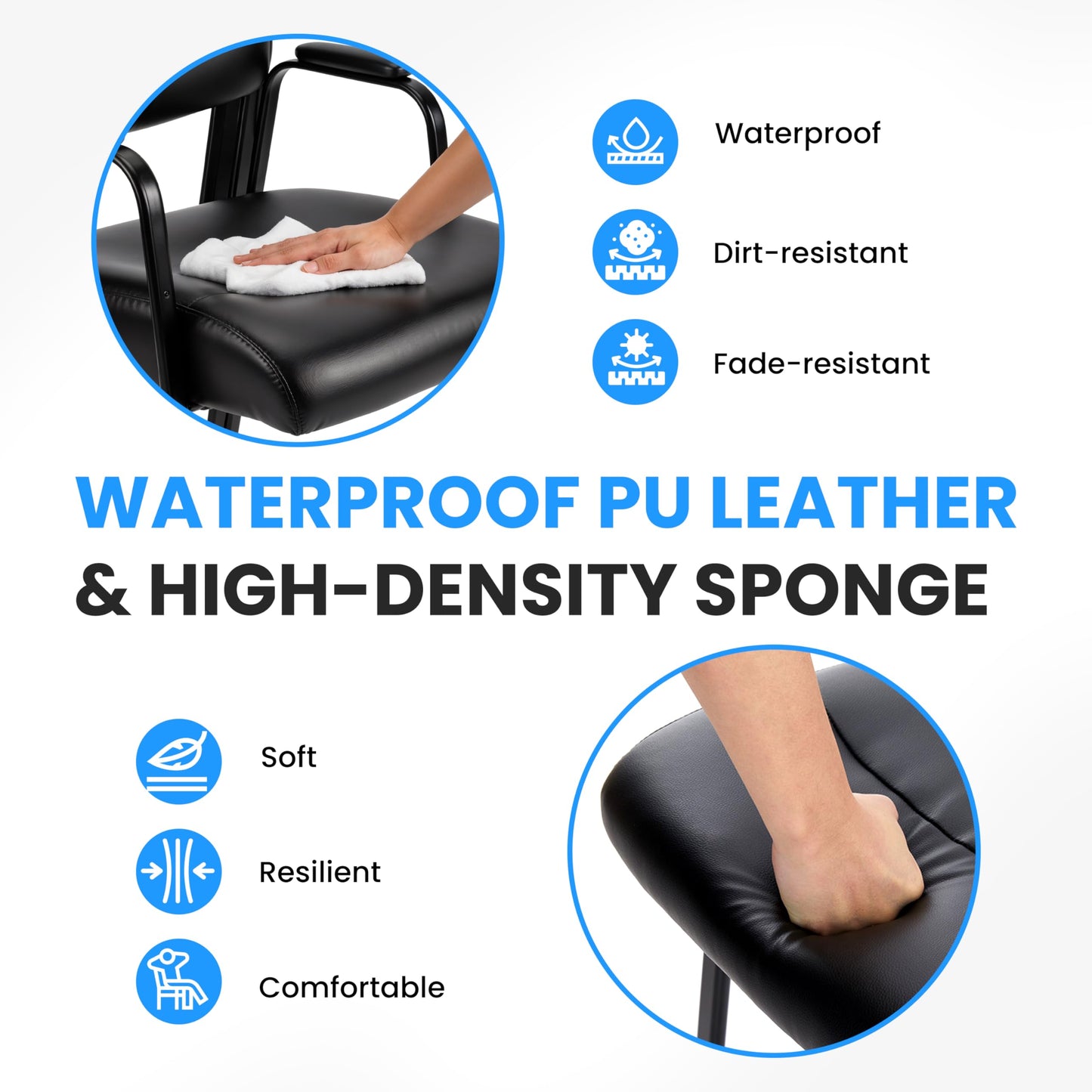 Simple Deluxe Leather Guest Chair with Padded Arm, Waiting Room Chairs Stationary Rest for Reception Area Conference Room Lobby Home Computer Desk Bedroom Elderly, 2 Pack