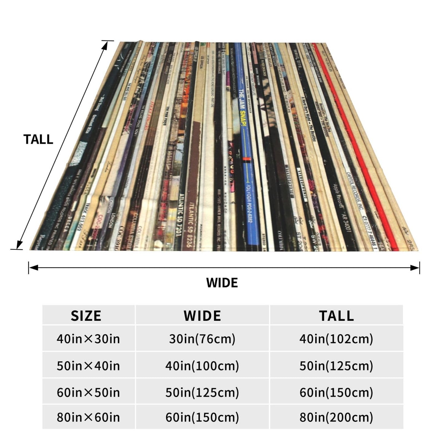 Classic Rock Vinyl Records Throw Blanket 50"X40" Lightweight Flannel Throws Blankets for Couch Bed Sofa Living Room Bedroom Home Decor,Soft Cozy Fluffy Fuzzy Plush Blanket for All Season