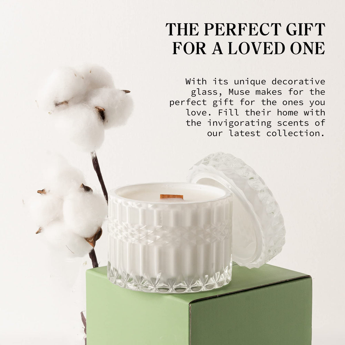 Hidden Label Decorative Jar Candle,Wood Wick Candles, Fresh Cotton + Citrus &Sage Scented Candle