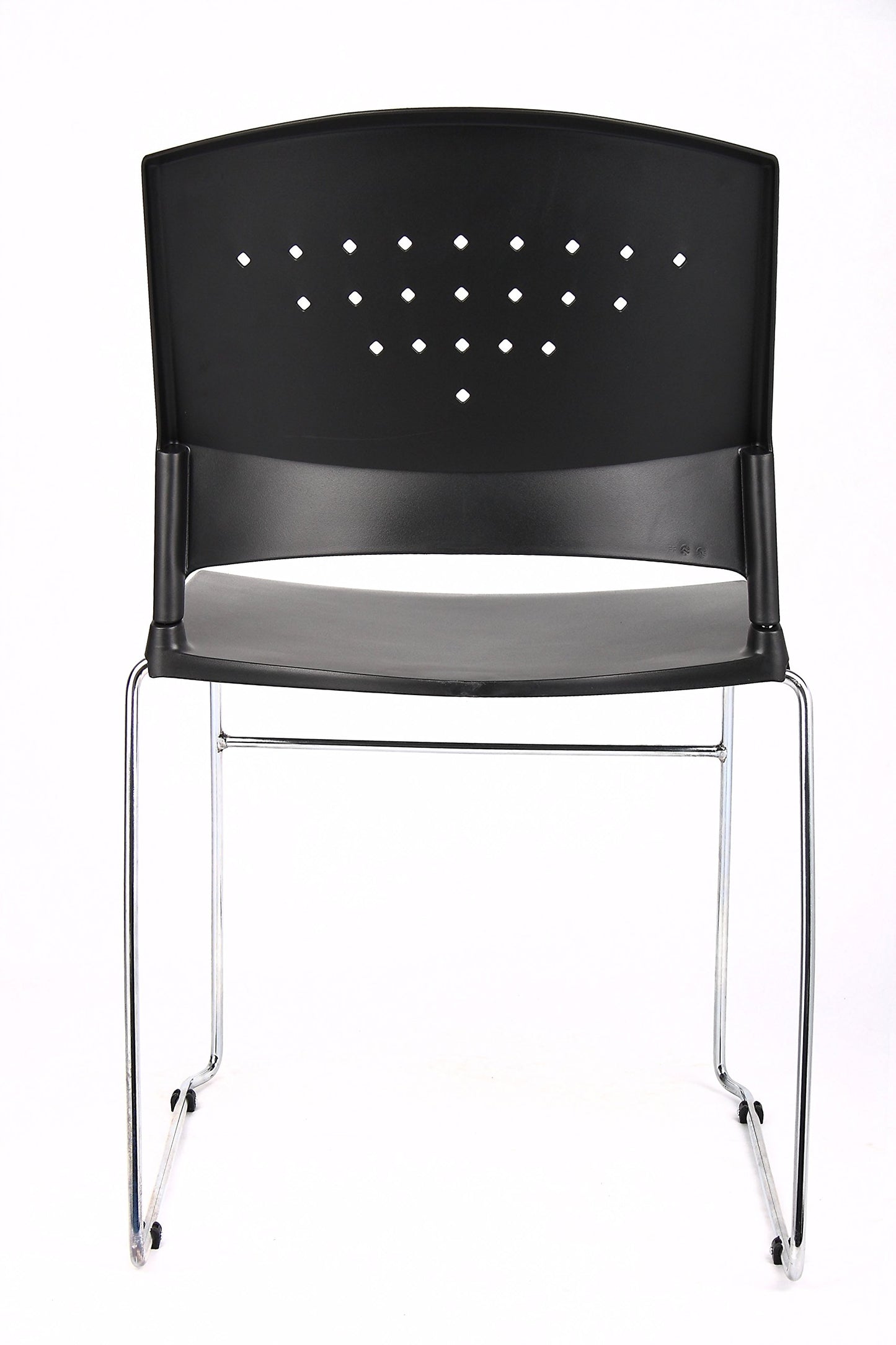 Boss Office Products Chrome Frame Stack Chair 2 Pack in Black