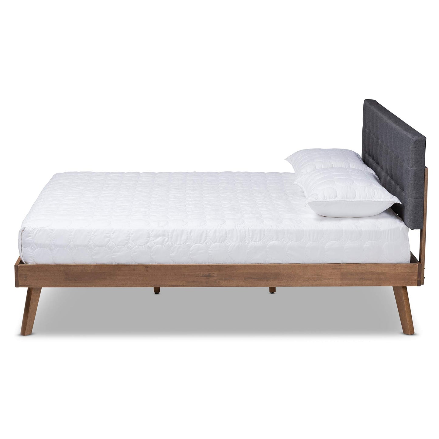 Baxton Studio Beds (Platform), Queen, Dark Grey/Walnut