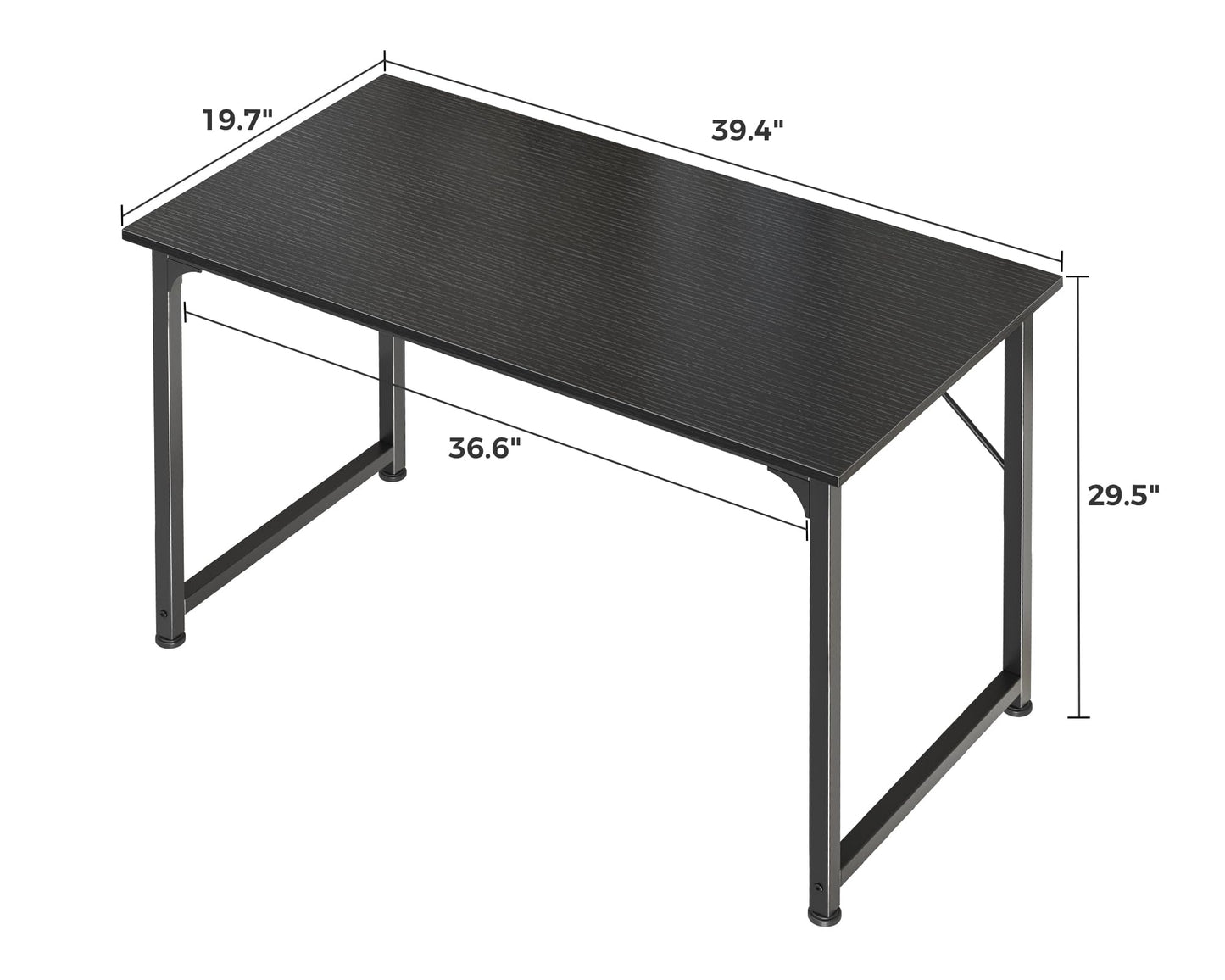Huuger Modern Simple Office Desk, 40 Inch Gaming Desk with Storage, Black Metal Frame, Large Legroom