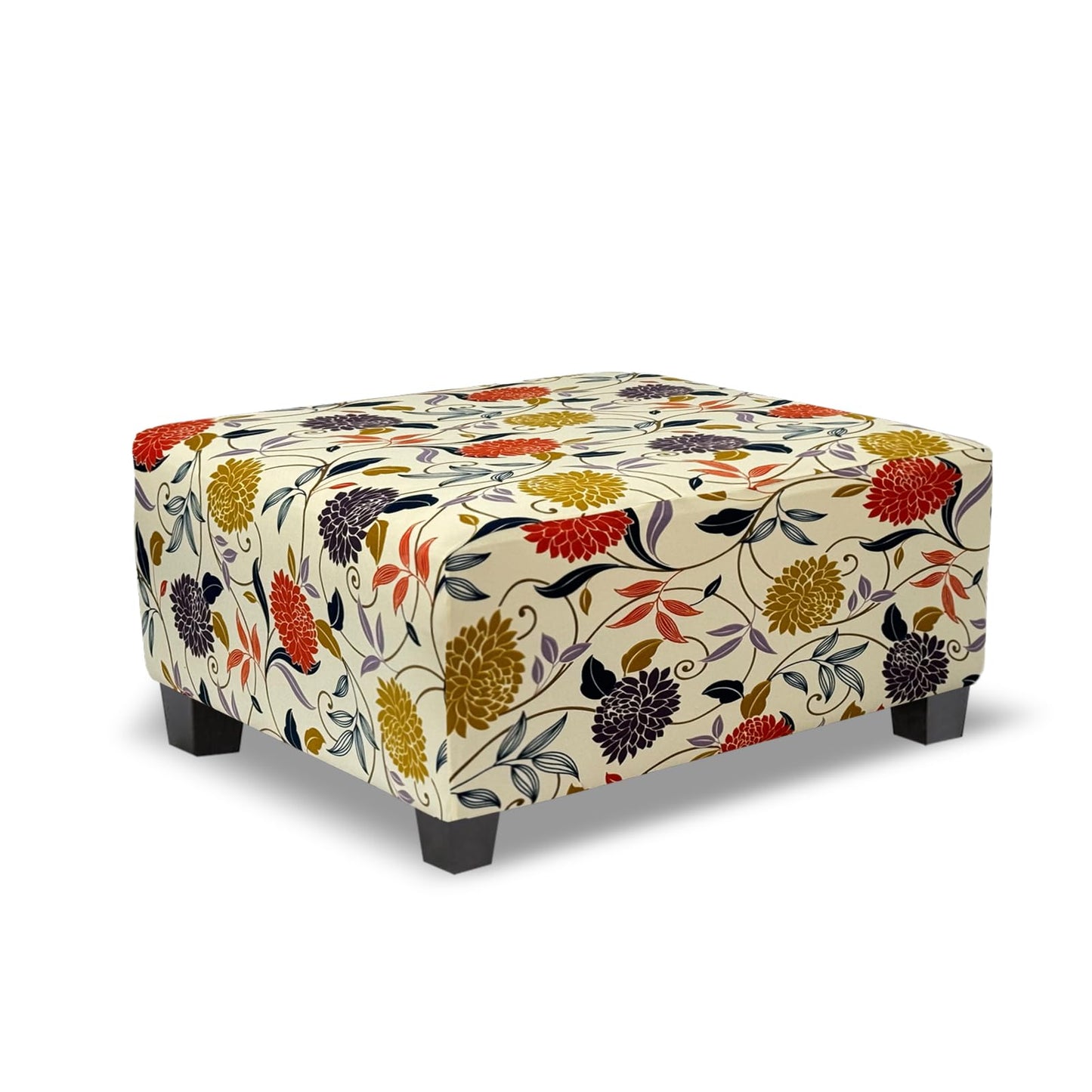 TOPHMDECOR Ottoman Cover Rectangle Printed,Stretch Footstool Slipcover with Elastic Bottom,Soft Fabric Protector for Rectangular Ottoman in Living Room or Bedroom,Medium,Flower B