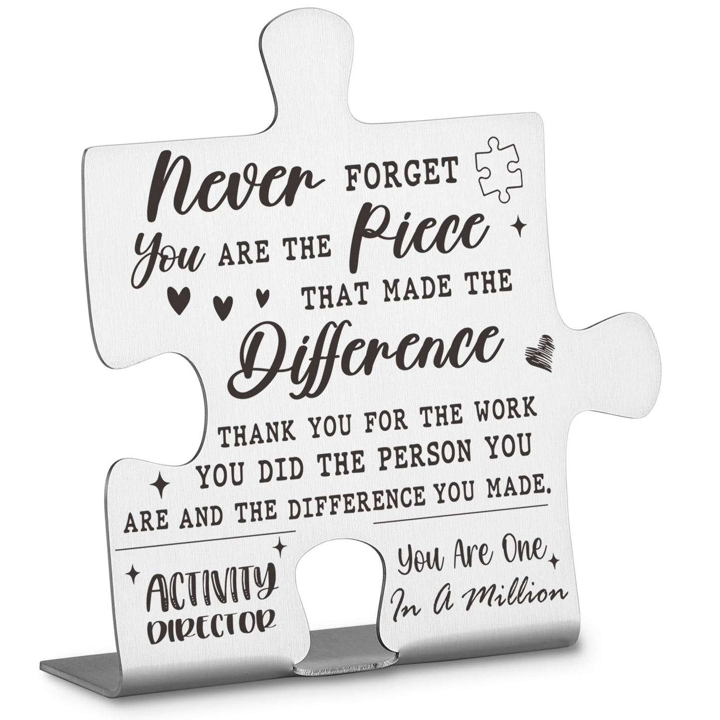 Activity Director Appreciation Gifts, Thank You Gifts for Activity Director Week Birthday Christmas Team Office Ornament Decor Stainless Steel Puzzle Piece Decorative Signs Plaques Ann31