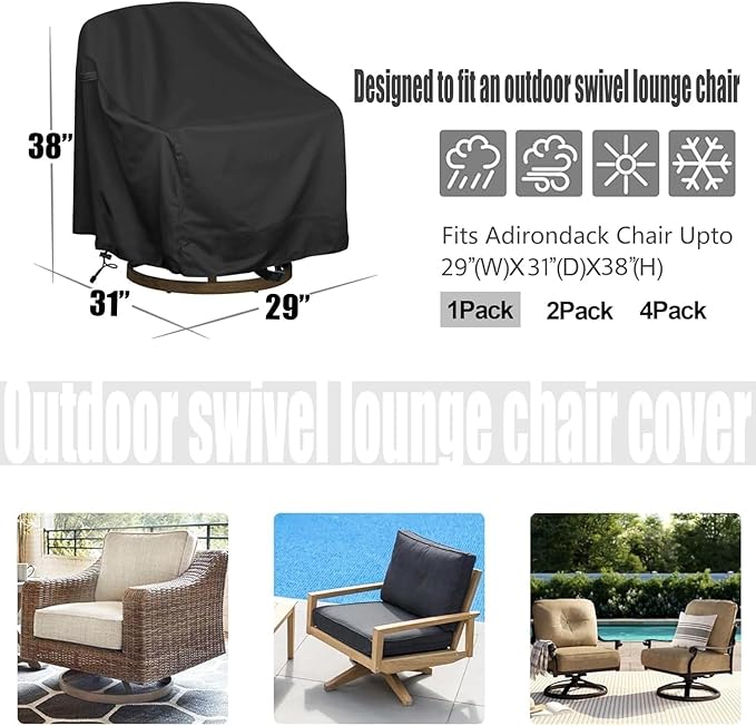 Outdoor Swivel Lounge Chair Cover, Fits to Lawn Patio Chairs, 420D