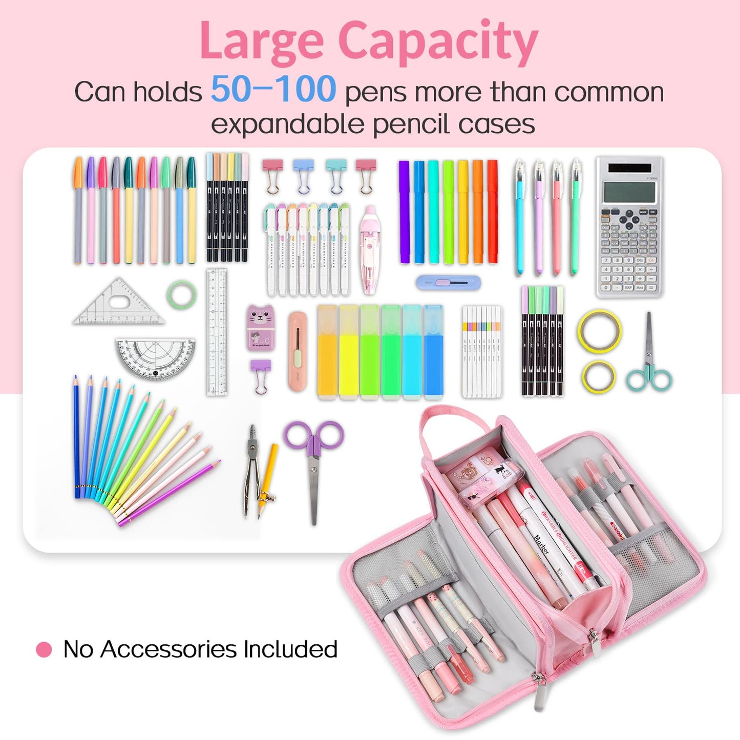 Sooez Large Pencil Case, Big Capacity Pencil Pouch Pen Bag with 3 Compartment, Portable Canvas Stationery Organizer with Zipper, Cute Aesthetic School Supplies for Teen Girls, Army Green with Plaid