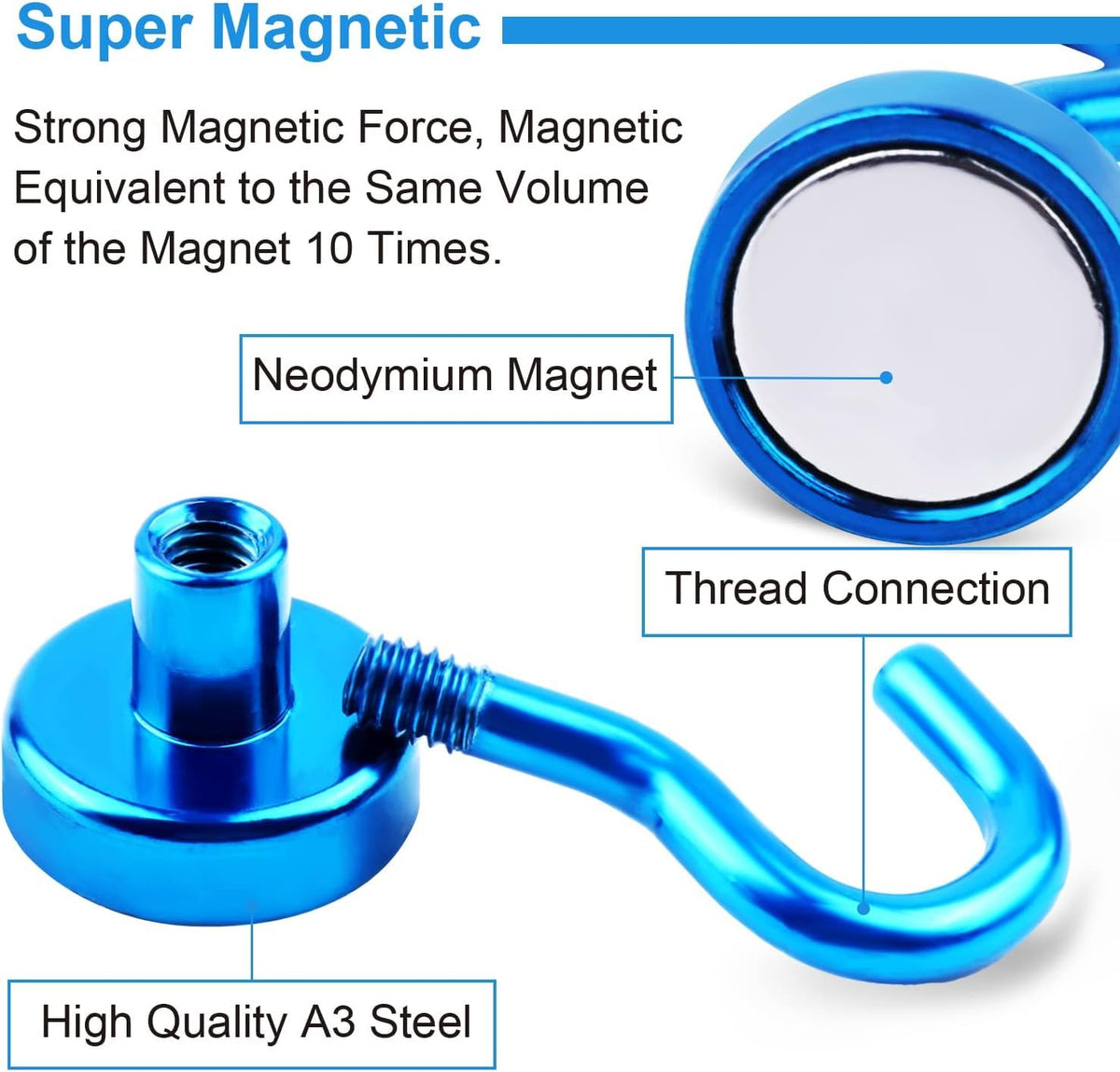 DIYMAG Magnetic Hooks, 30Lbs Strong Heavy Duty Cruise Magnet S-Hooks for Classroom, Fridge, Hanging, Cabins, Grill, Kitchen, Garage, Workplace and Office Etc, (20 Pack-Blue)