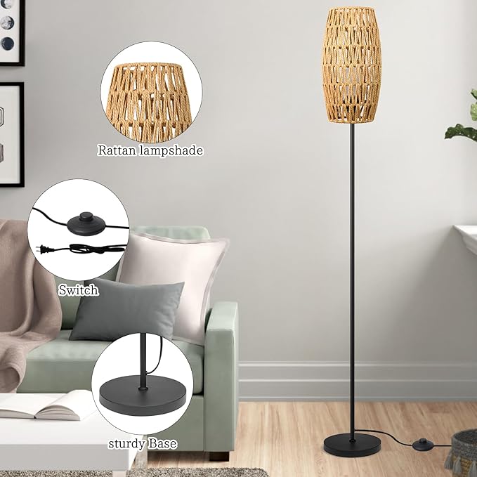 Ruiever Floor Lamp for Living Room, Farmhouse Floor lamp, Modern Standing lamp