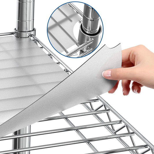 Shelf Liners for Wire Shelf System - Set of 5 in Clear - 18 x 60 inch - Plastic Wire Shelving Shelf Mats