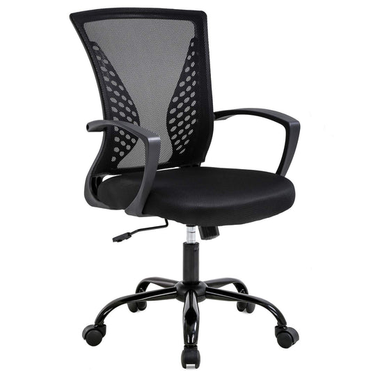 BestOffice Office Chair Ergonomic Desk Chair Mesh Computer Chair with Lumbar Support Armrest Mid Back Rolling Swivel Adjustable Task Chair for Women Adults, Black