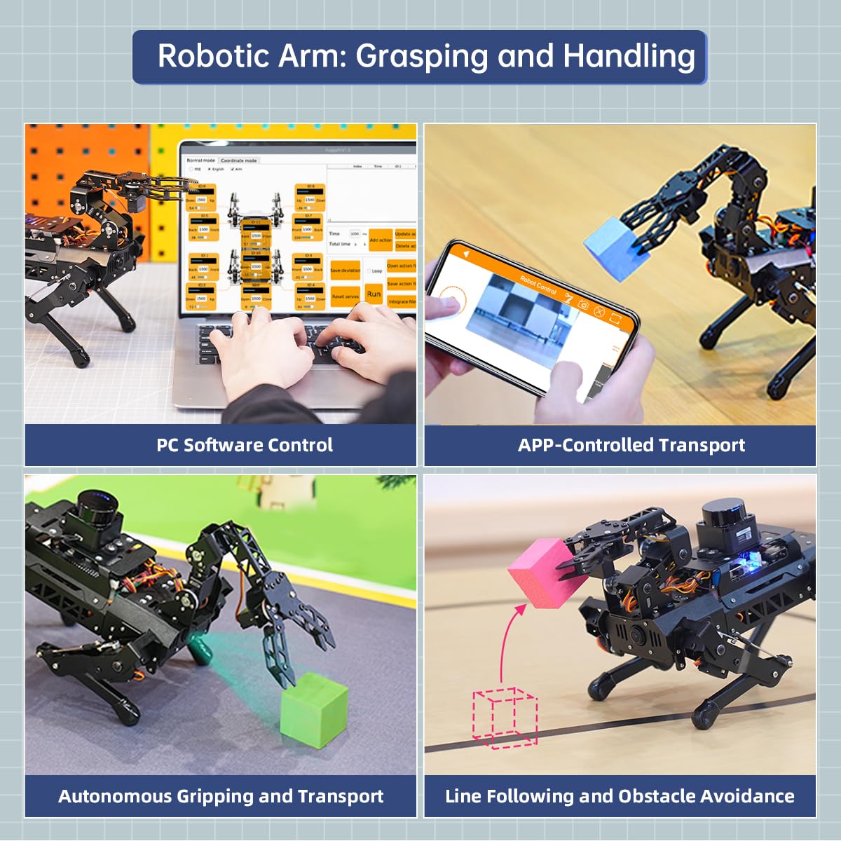 PuppyPi Robot Dog with ChatGPT Large AI Models AI Embodied Intelligence ROS Robotic Dog Vision Scene Voice Understanding SLAM Mapping Navigation Bionic Quadruped Robot, Ultimate Kit & RaspberryPi5 4GB