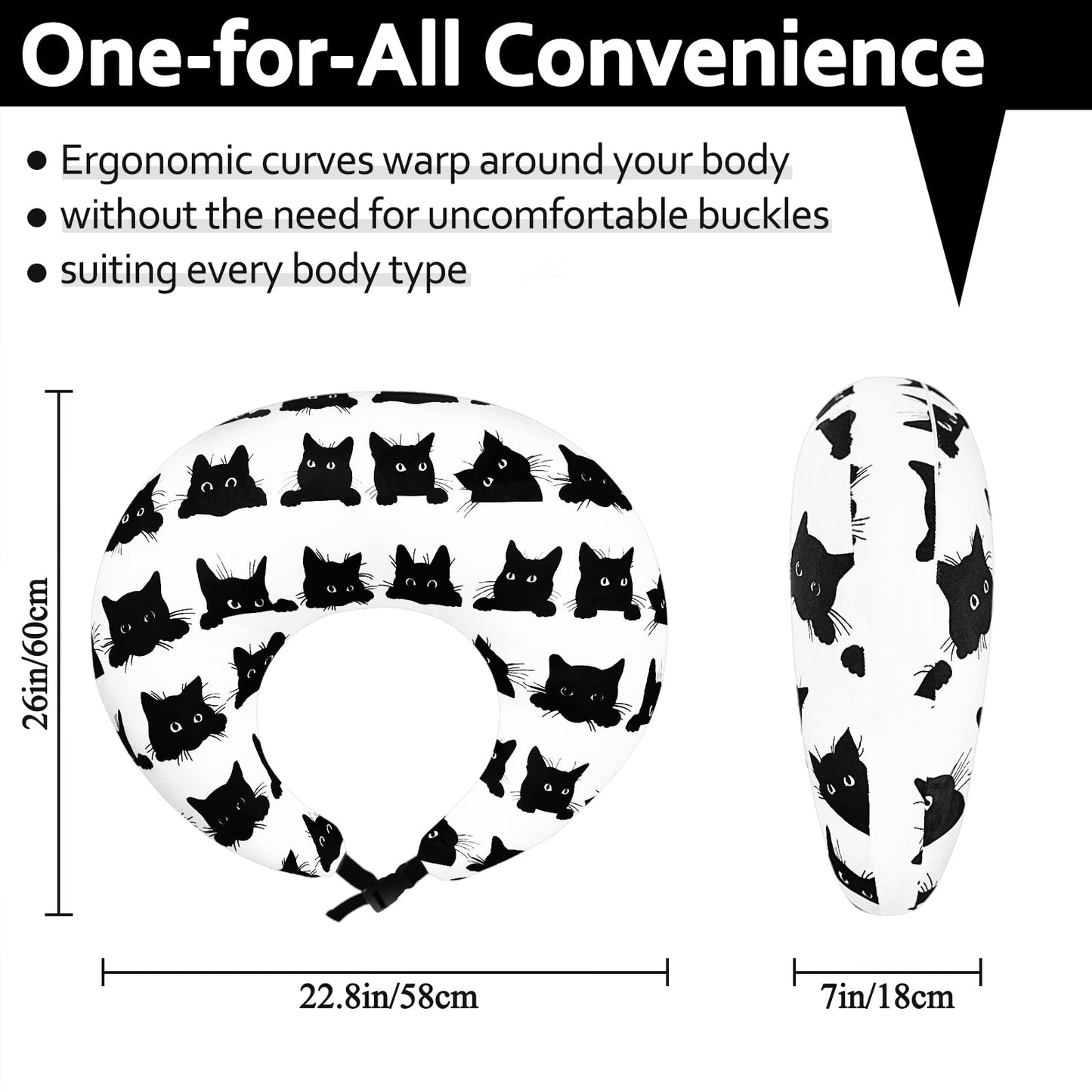 Crafting Pillow for Crocheting, Crochet Pillow for Lap Support, 12 Fun Print Styles, Ergonomic Arm Support, For Bed, Floor, Chair Comfort, Pain Relief and Fatigue for Gaming and Woking (Cat)