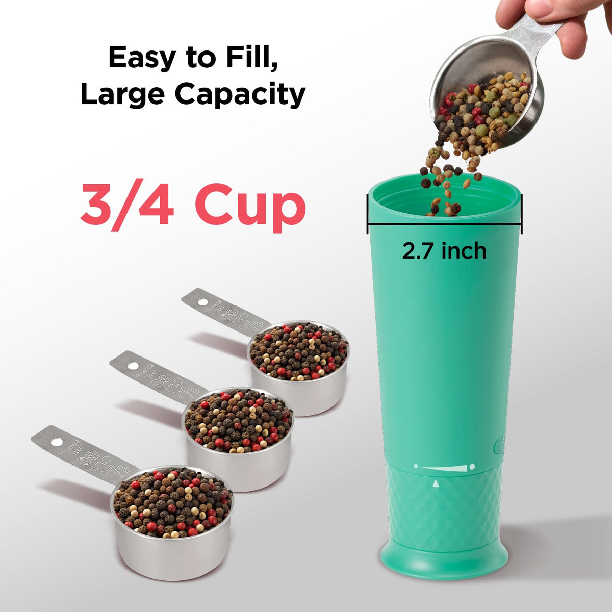 Kitchen Mama FlipTastic Rechargeable Salt and Pepper Grinder – Gravity Electric Grinder, Pepper Mill, Adjustable Coarseness, One-Hand Operation, Refillable Salt and Pepper Mill for Kitchen (Teal)
