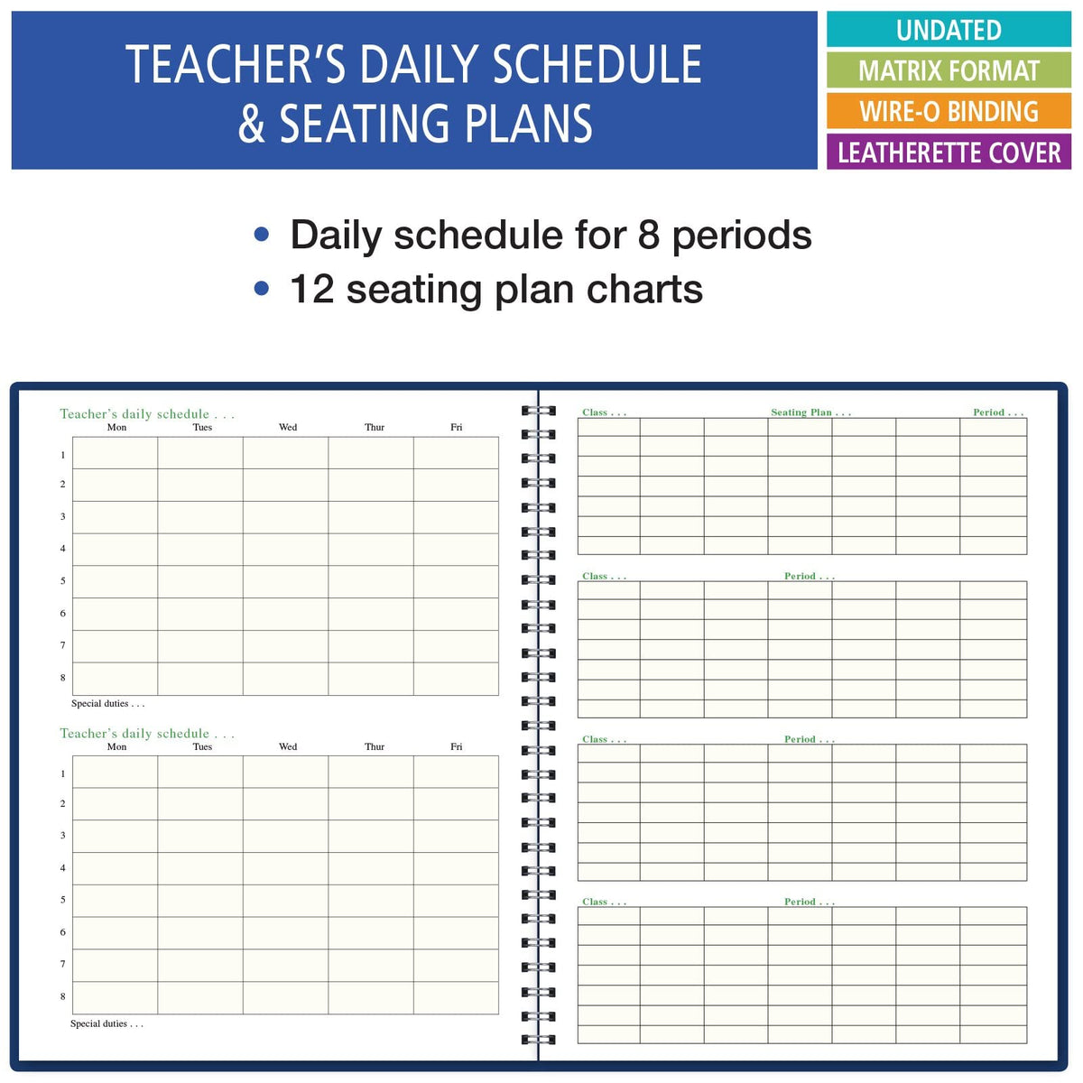 Elan Publishing Company 7 Period Teacher Lesson Plan; Days Horizontally Across The Top (W101)