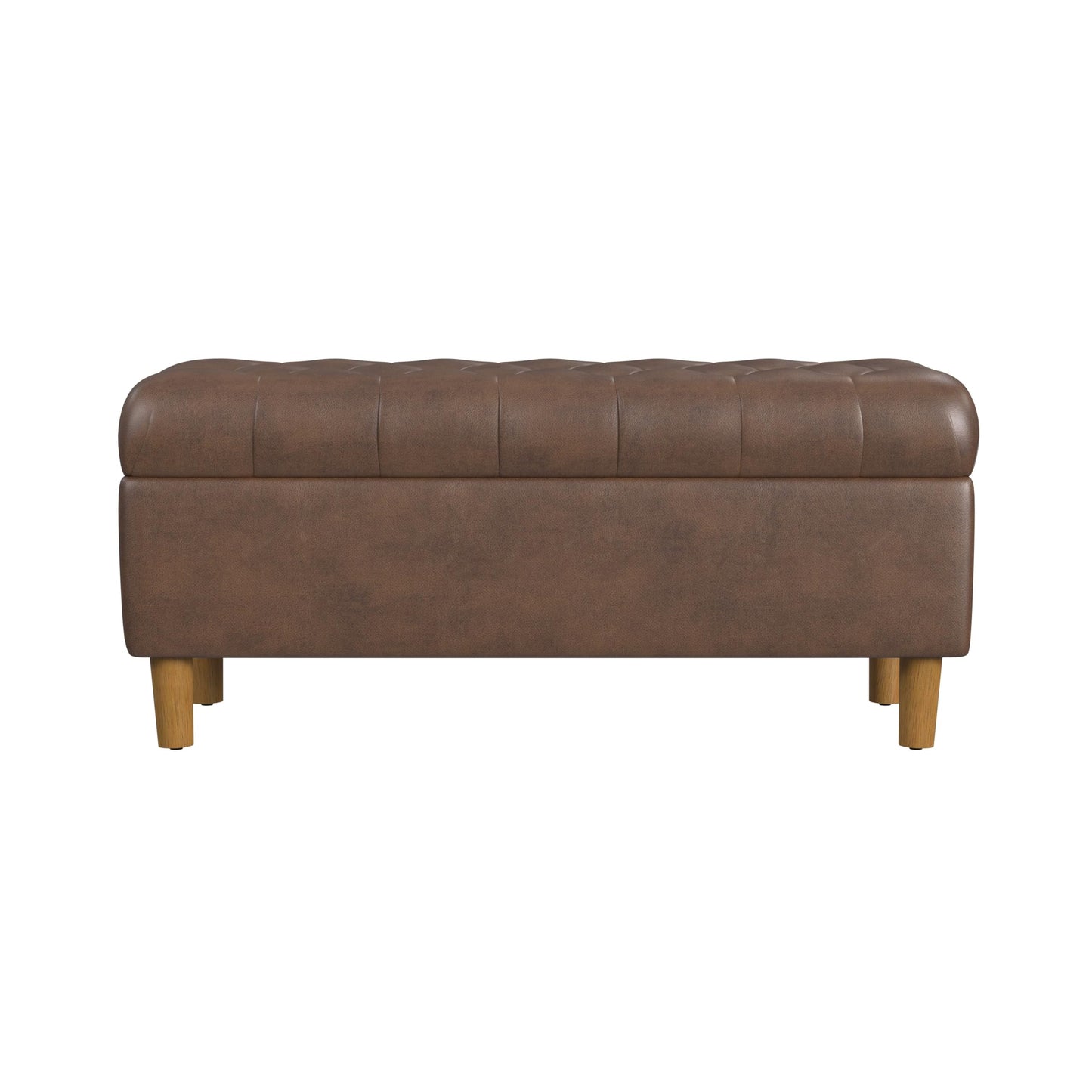 HomePop 40" Ainsley Button Tufted Storage Bench - Brown Faux Leather