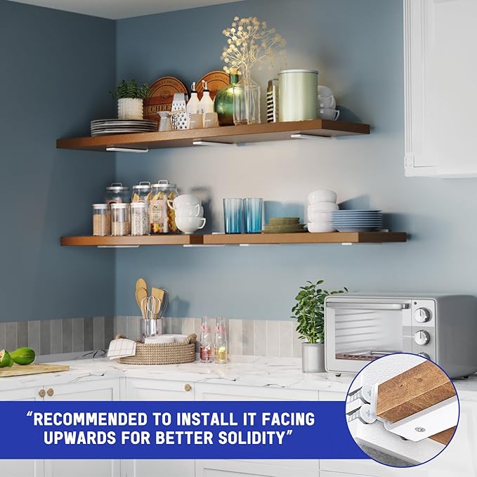 Goovilla Shelf Bracket, Heavy Duty Floating Shelf Brackets 8 inch Long
