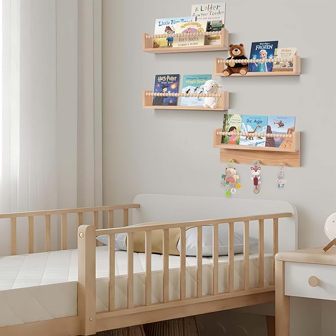 BOMID Wall Bookshelves, Nursery Shelves, Floating Book Shelves
