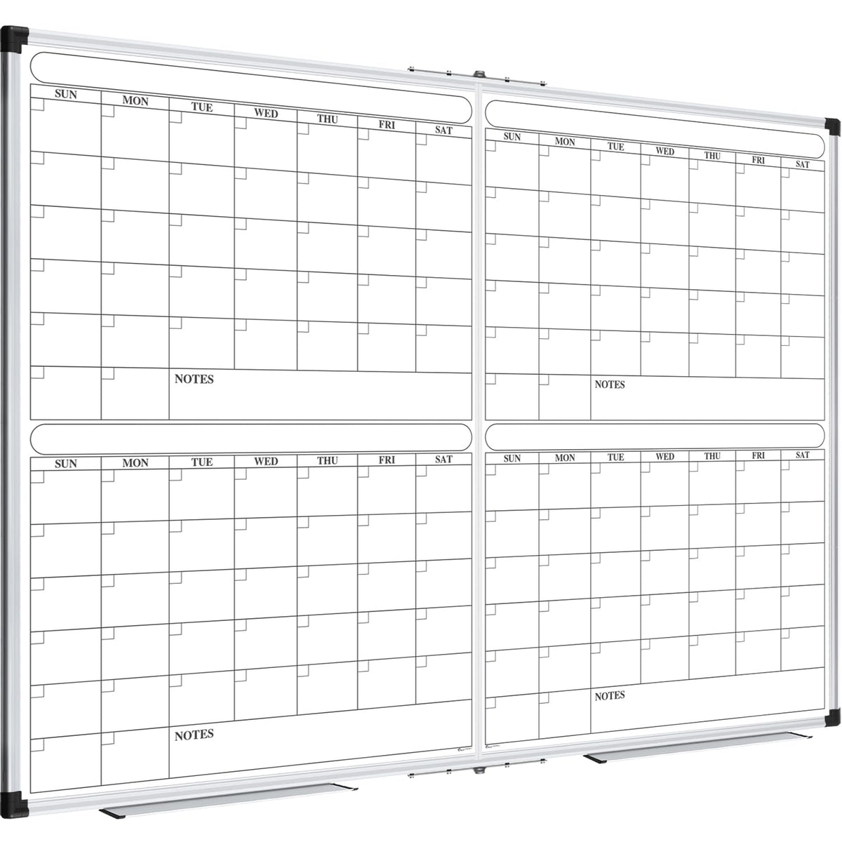 XBoard Magnetic Calendar Whiteboard 48x36 inch, 4 Month Dry Erase Board Planner with Silver Aluminium Frame, Foldable White Board Calendar for Home School Office Organization