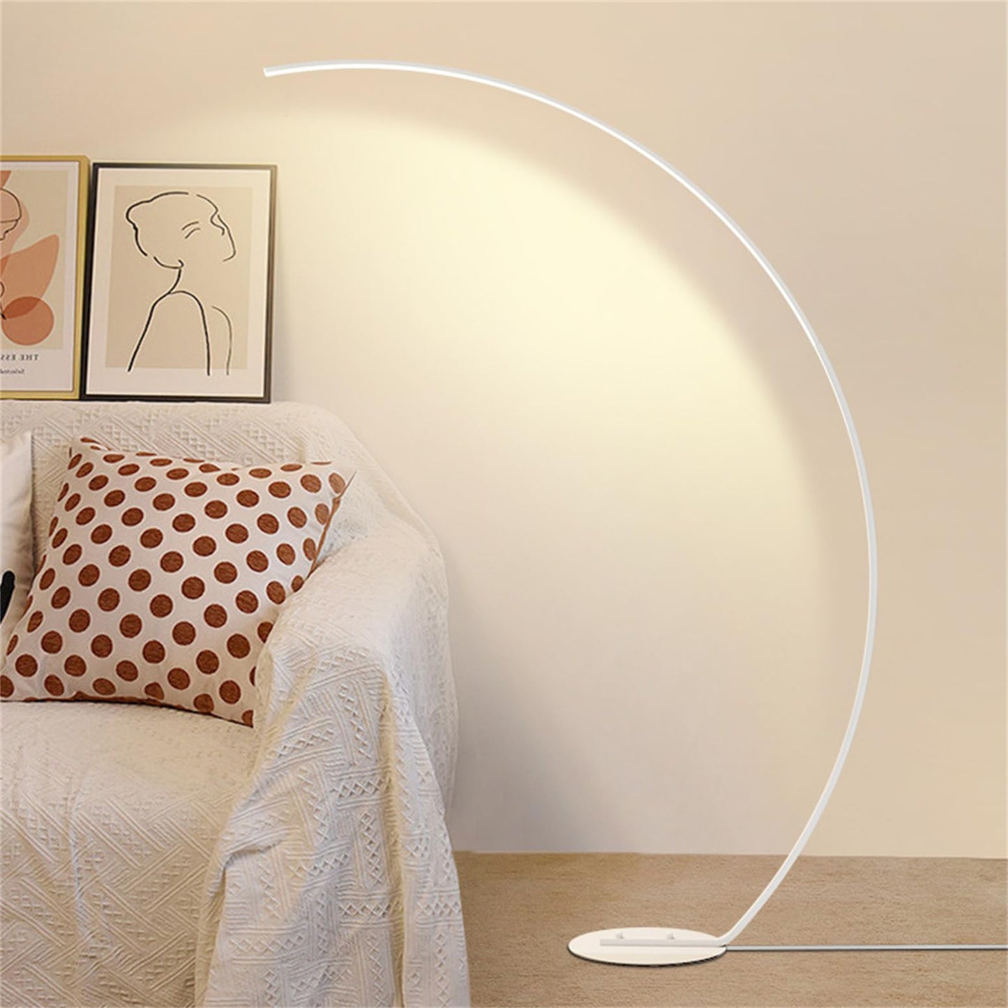 GKOKG Floorps,with Table Modern Arc Floorp 170Cm Tall Standingp with Remote, 3 Color Temperature & Stepless Arched Readingp, Led Archps for Livir