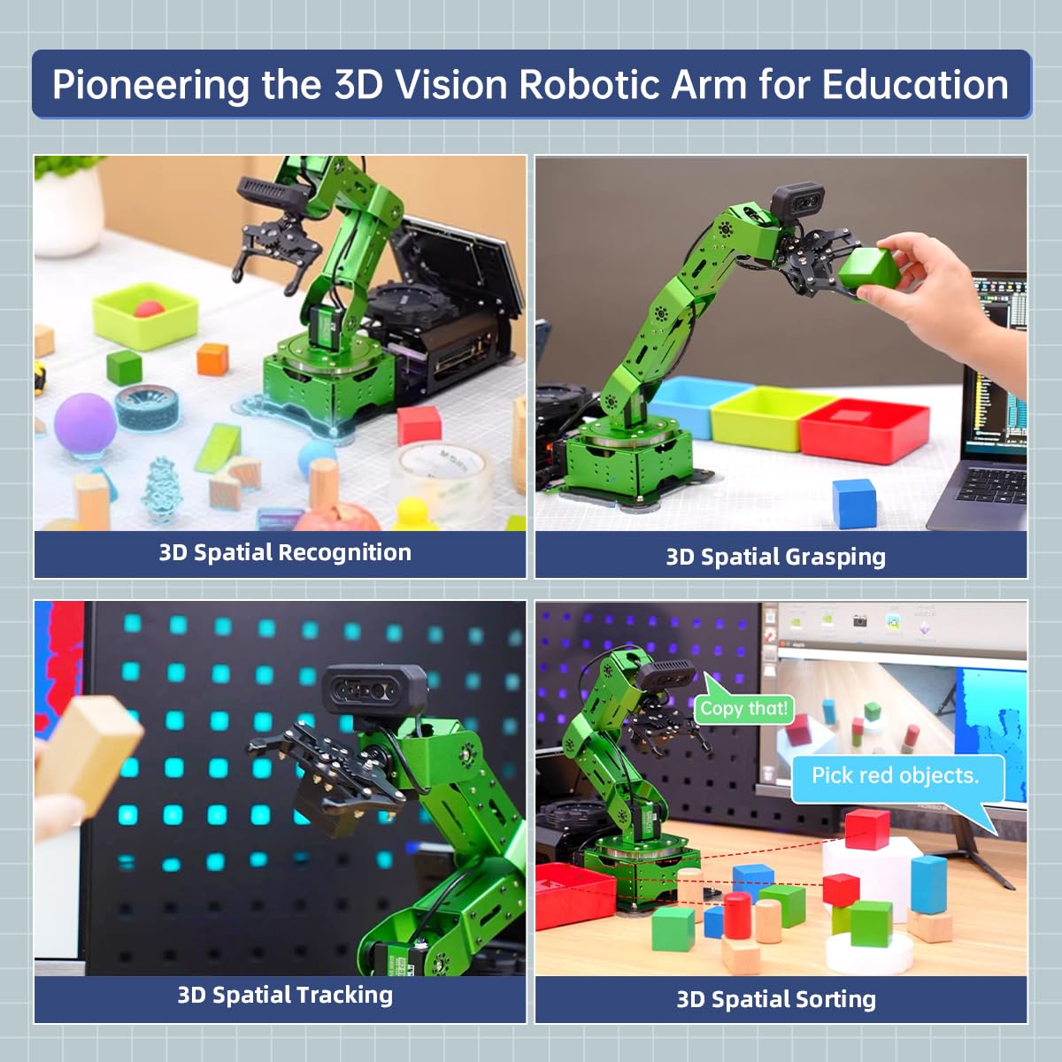 HIWONDER ROS2 ChatGPT Robotic Arm 6DOF Flexible Smart Robot Large AI Models Programming Robot Arm Kit ROS Education AI Vision & Voice Command Scene Understanding, JetArm Ultimate & Jetson Orin Nano 8G