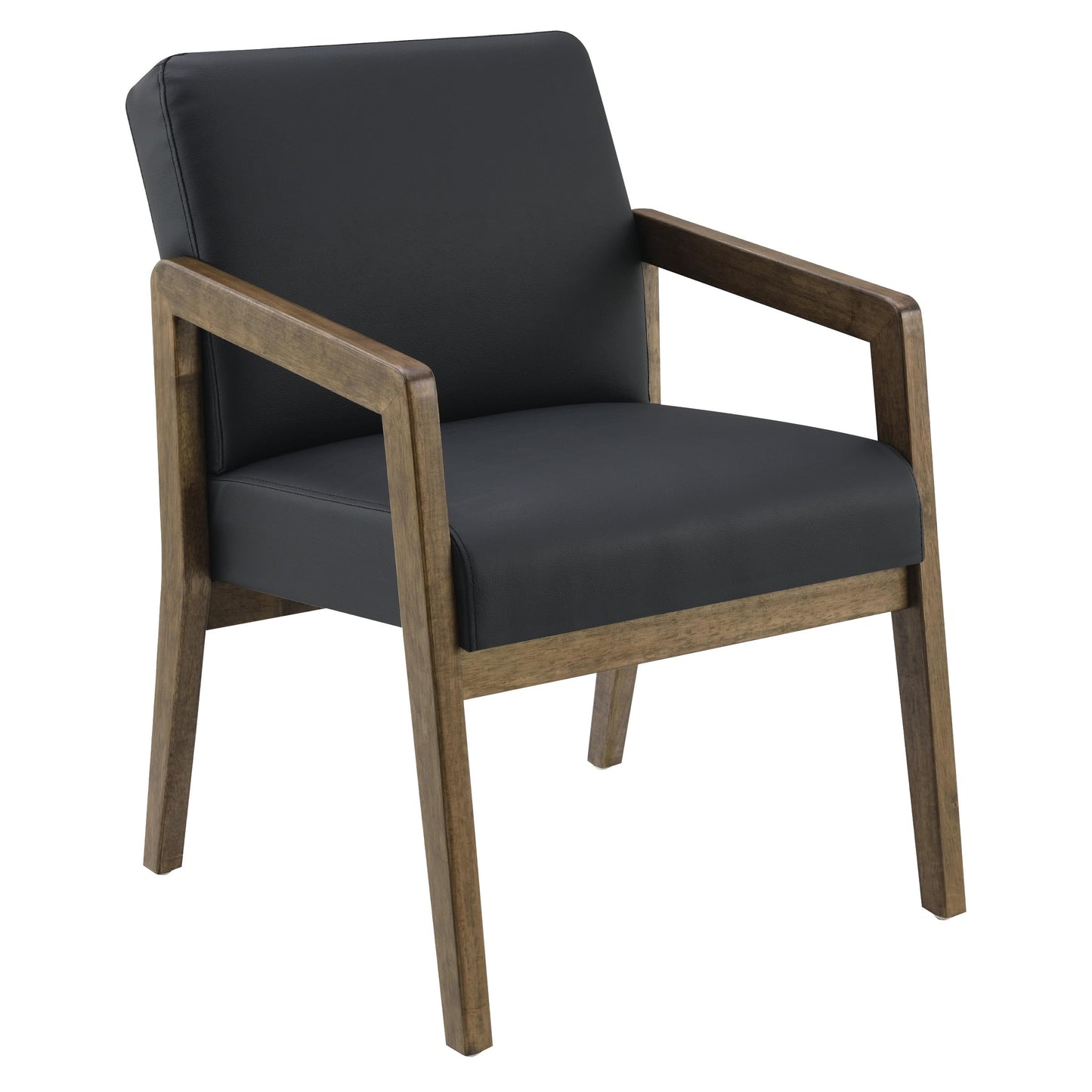 Office Star Products Guest Seating Visitor's Chair with Memory Foam Seat, Black Faux Leather, 300 lb Weight Capacity, Park City Finish