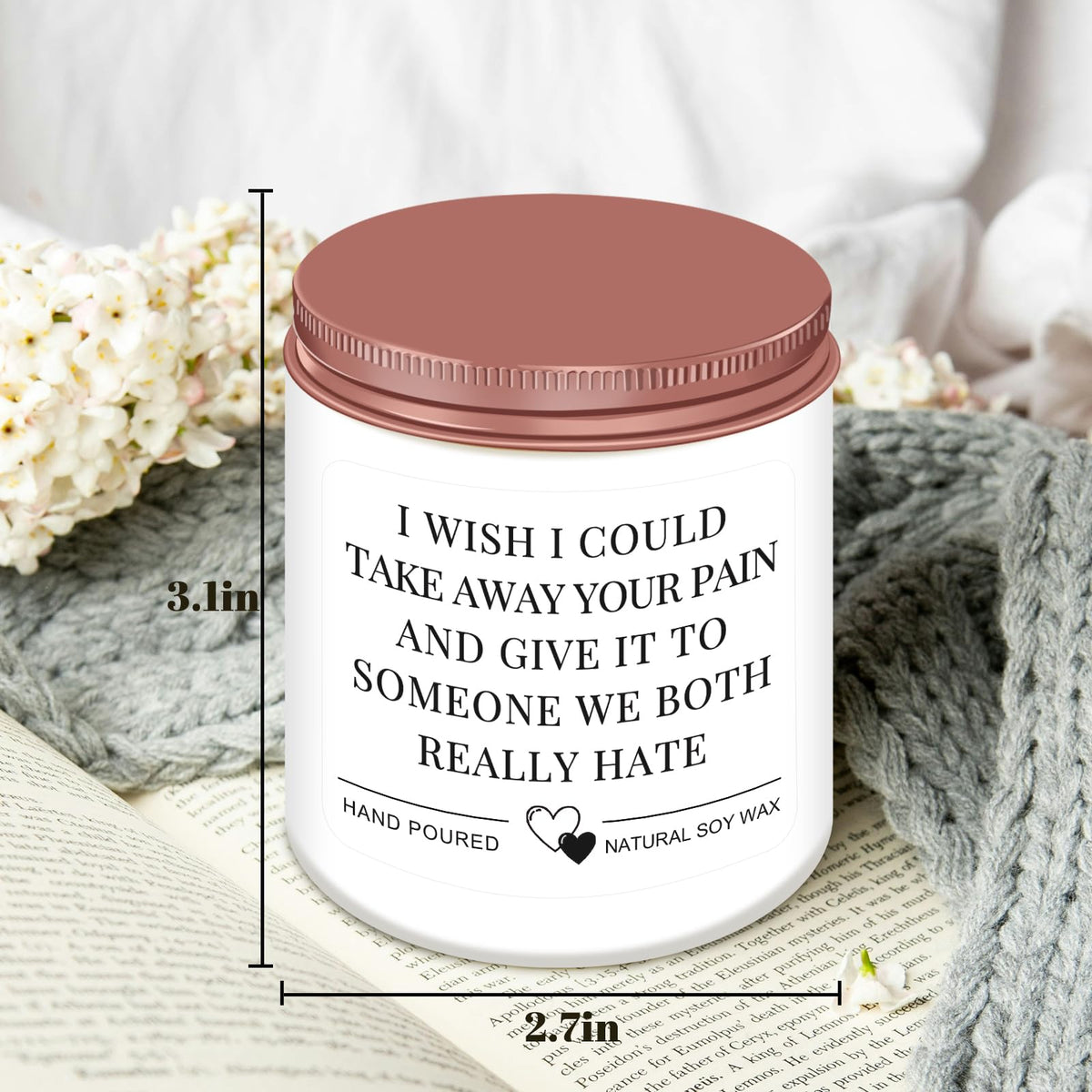 Homsolver Get Well Soon Gifts for Women, After Surgery Gifts, Feel Better, Cheer Up,Cancer,Get Well, Grieving Gift for Women, Friend, Family, Coworker, Wish Scented Candle