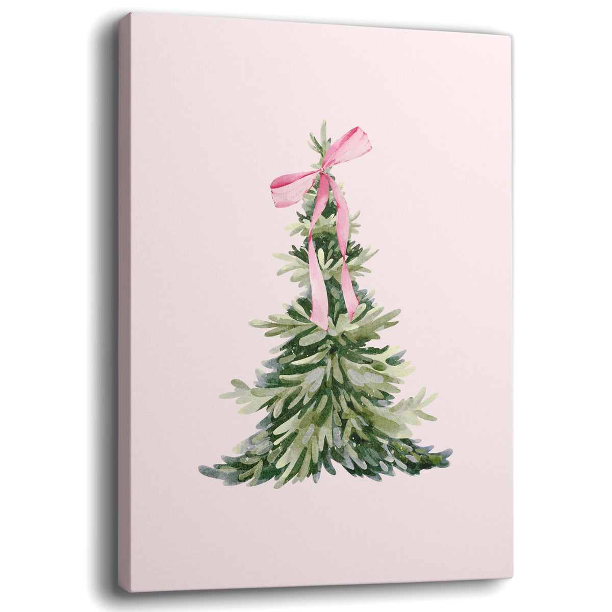 JWVK Ty-You-031 Prints Pink Coquette Bow Trendy Christmas Pine Tree Framed Wall Art Canvas Decor Decorations for Bedroom, Pink Christmas Signs Sign, 11x14