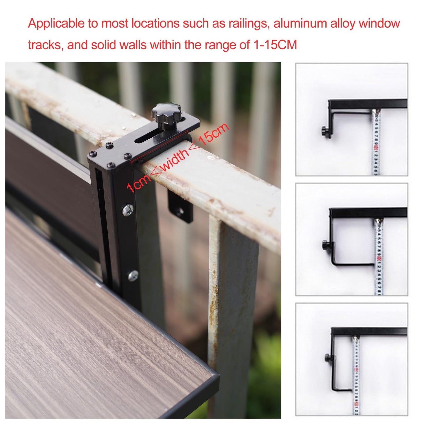 Foldable Outdoor Bar Table - All Aluminum Alloy Hanging Table for Railing, Adjustable Multi-Functional Side Table for Patio, Deck, Balcony, Veranda, Rooftop & Porch