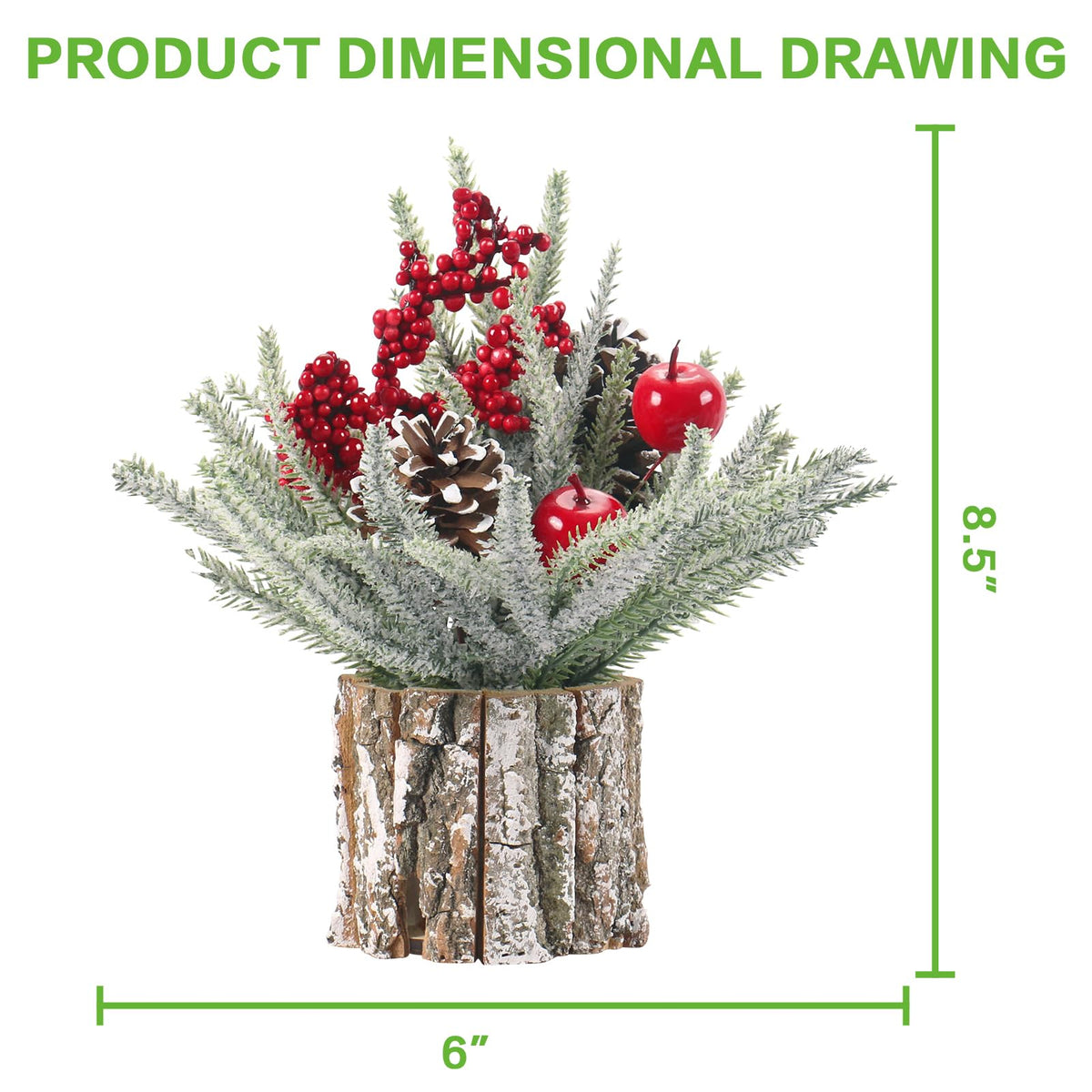 Super Holiday Small Christmas Tree, Artificial Mini Tabletop Christmas Tree Decorations Include Apple/Berry/Pinecone, for Home Party Thankgivings Christmas Decor, Indoor 13.7 Inch