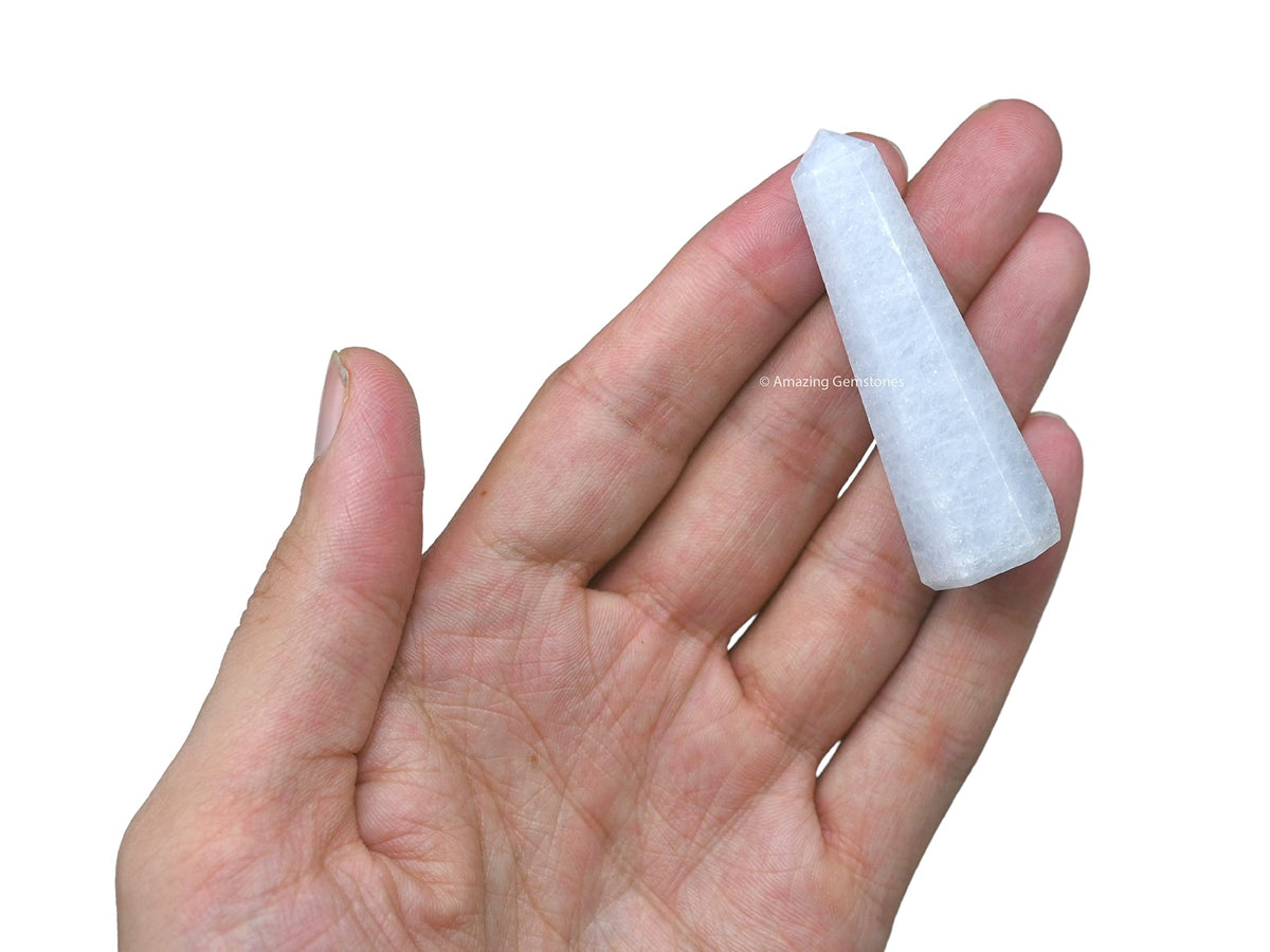 Amazing Gemstone Blue Calcite Celestite Crystal Towers ~ Natural Healing Crystal Point Obelisk for Reiki Healing and Crystal Grid (2" to 3" Inch)