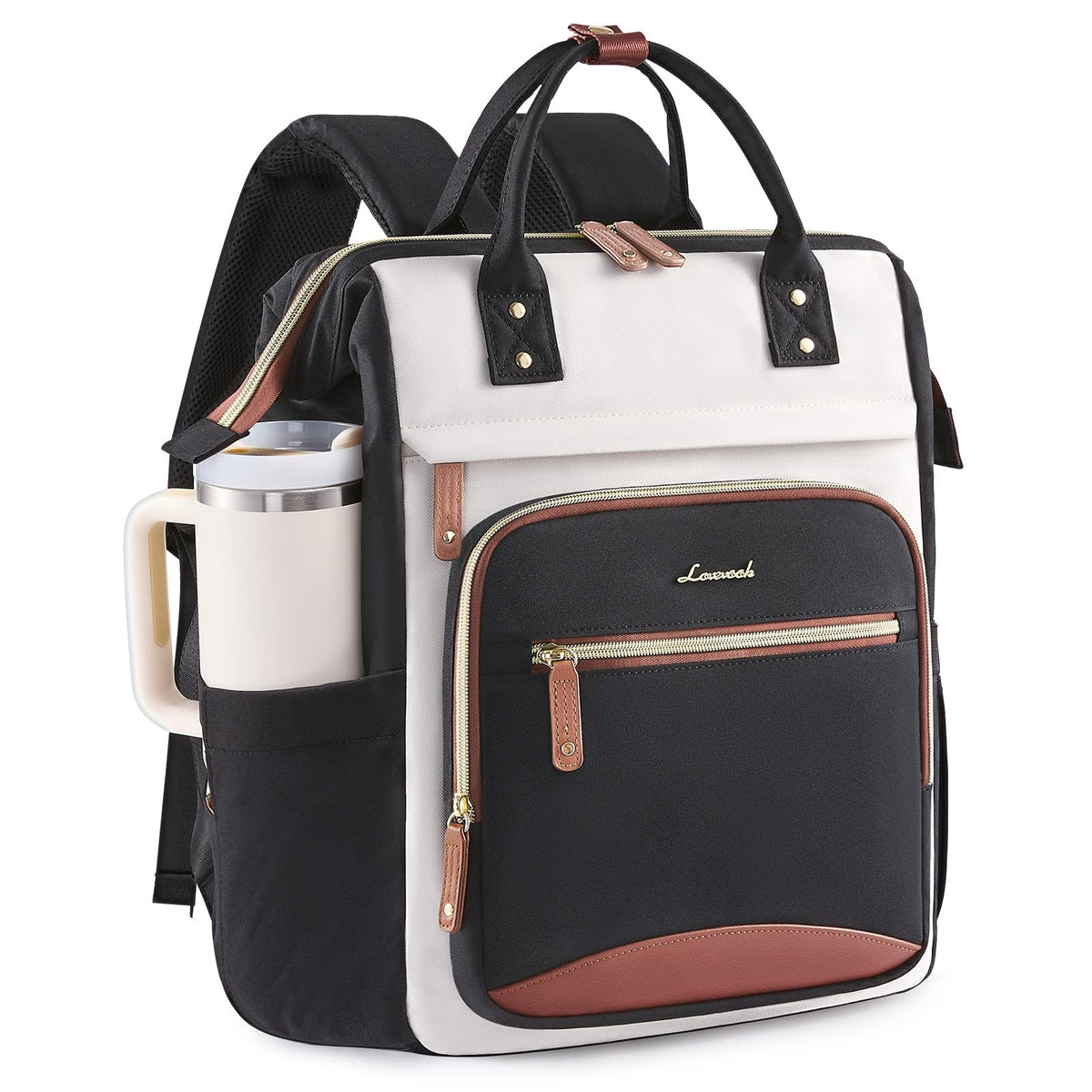 LOVEVOOK Laptop Backpack Women, 15.6 Inch Work Backpack with Large Capacity Cup, Waterproof Travel Computer Backpacks Purse, College Bookbag for School, Business, Teacher