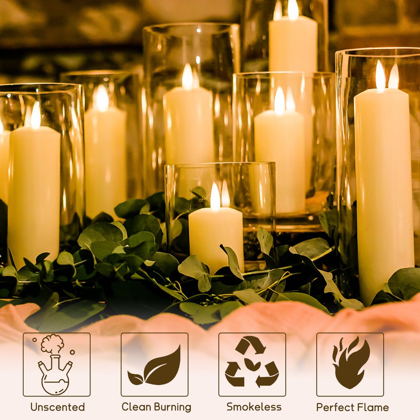36PC Lvory Pillar Candles Bulk 2 in x 3, 6, 8 Inch Long Burning Wax Pillar Candles Unscented Smokeless Dripless for Wedding Centerpieces Spa Lantern Fireplace Home Christmas Thanksgiving Party Decor