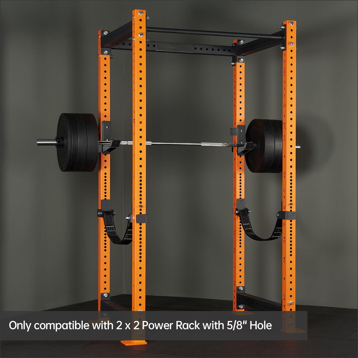 AINAFIX J Hooks for 2" x 2" Power Rack with 5/8" Hole, Rubber Pad J-Hook for Power Cage, Bottom Reinforced Steel J Cups for Squat Rack, Heavy Duty Barbell Holder, Black