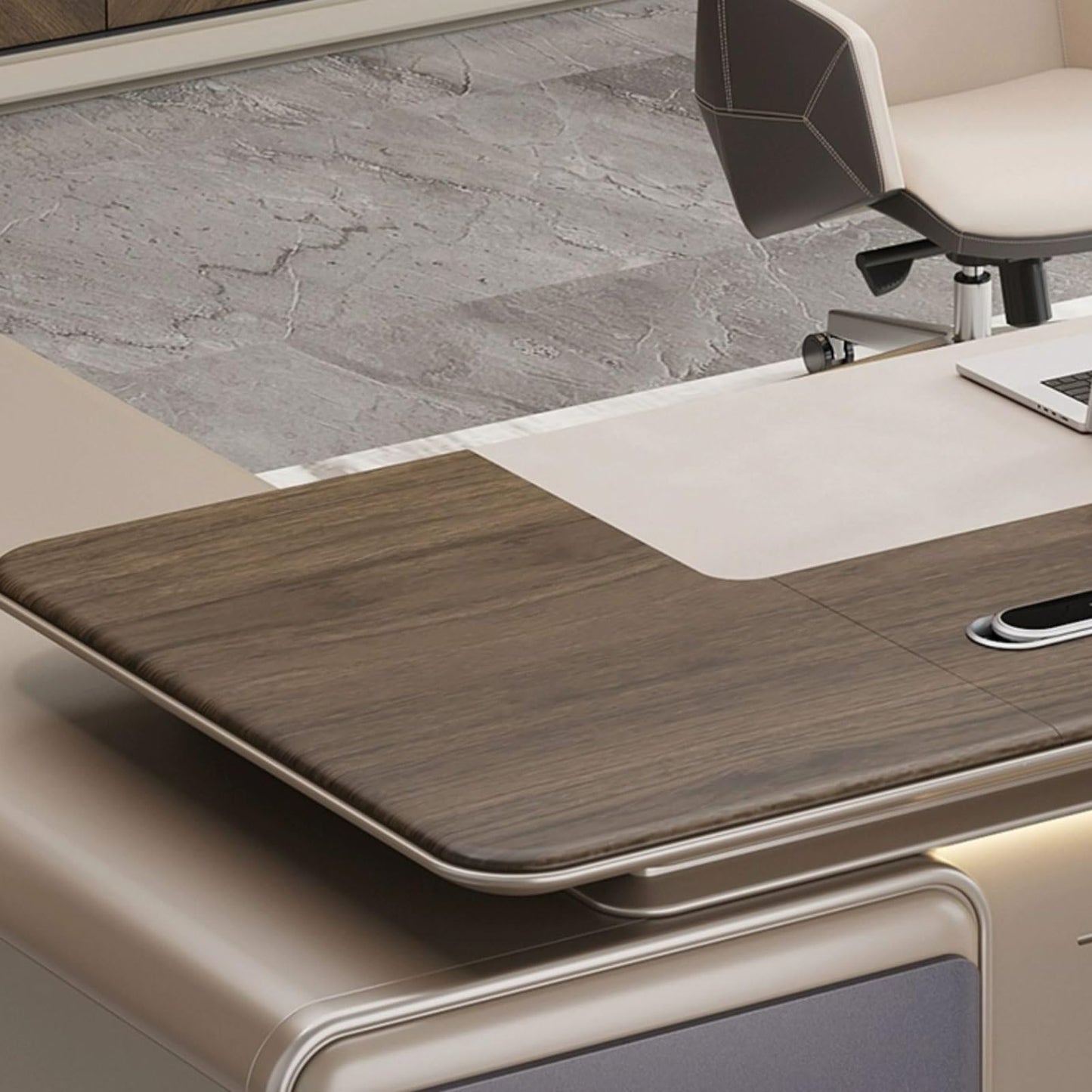 LSIGHTUS Modern Business Large Computer Desk Executive Office Desk with Lateral Cabinet Writing Study Table Business Furniture Set for CEO Boss