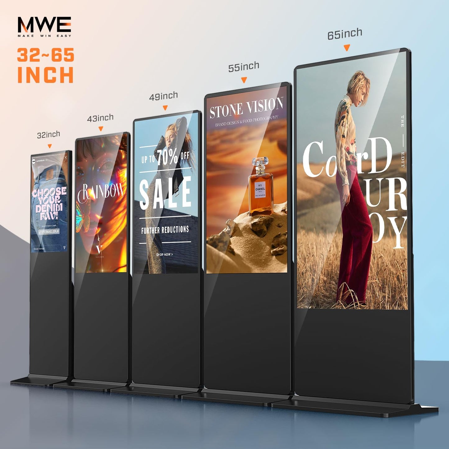 QIXZOCV MWE 49 Inch Indoor Digital Signage Touchscreen Kiosk Floor Standing Advertising Display LCD Totem Interactive Display Poster Android System with Auto Media Player