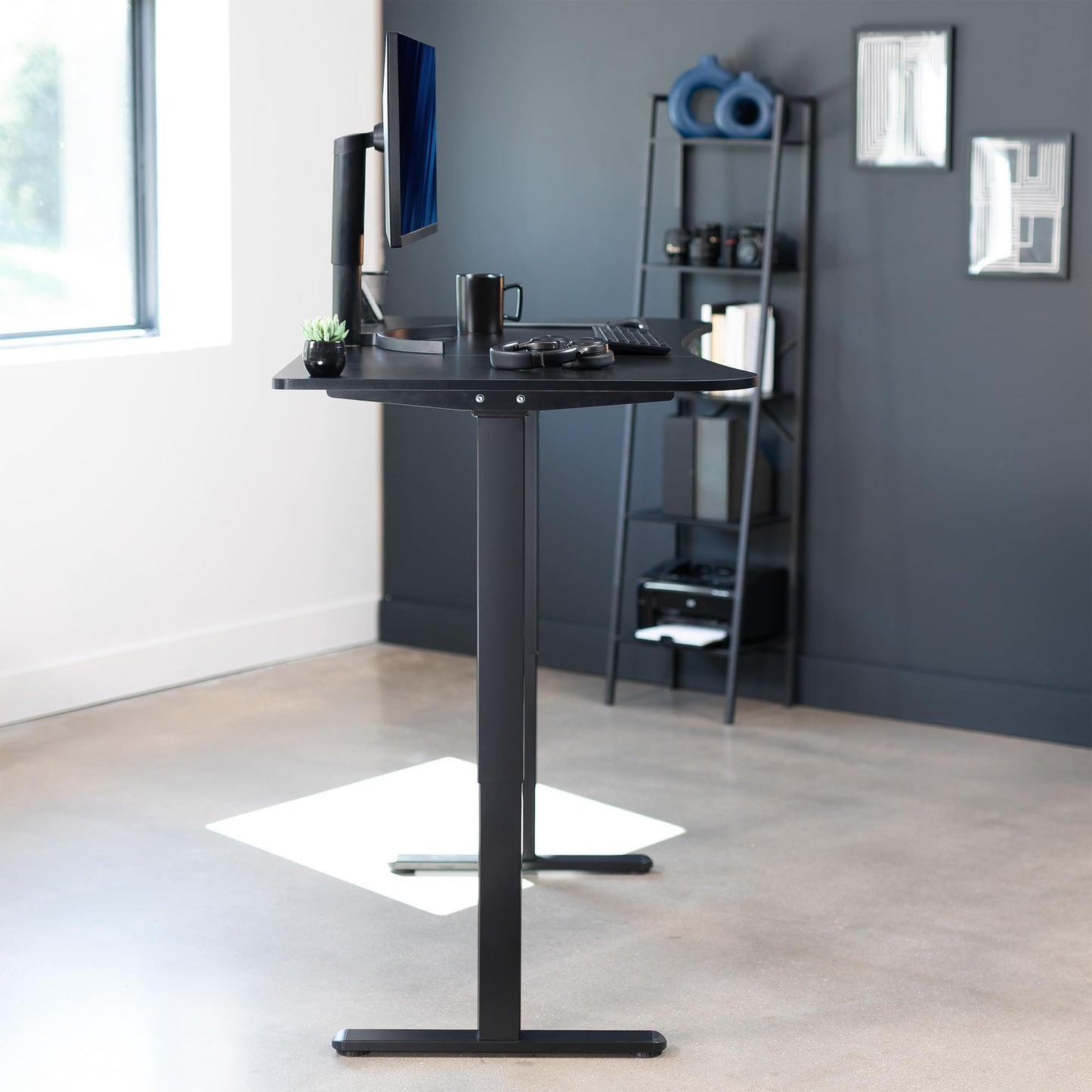 VIVO Electric 63 x 32 in Dual Motor Standing Desk, Memory Height Adjustment, E2B Series, Black Carbon Fiber Top Black Frame, DESK-KIT-E2B1R