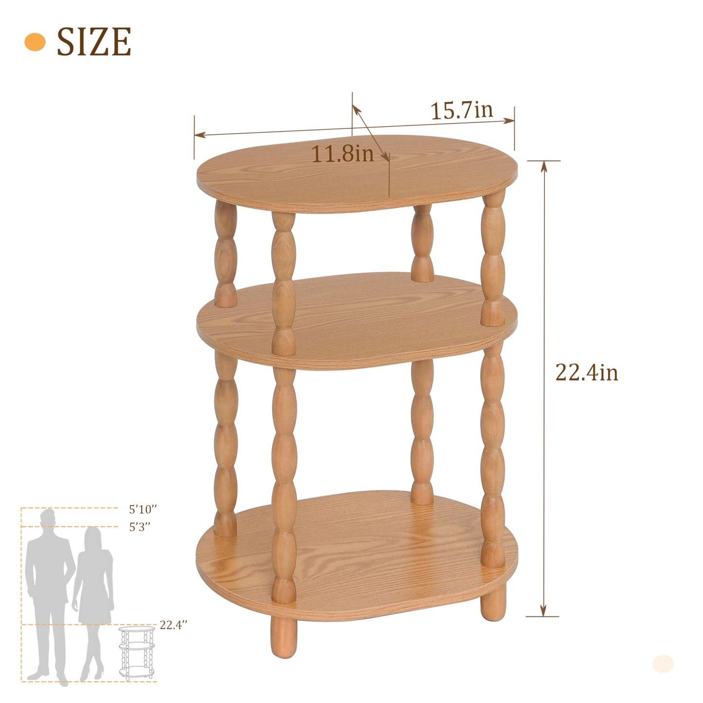 MaxSmeo End Table, Small Side Table for Small Spaces, Modern Oval Night Stand Accent Table for Living Room, Bedroom, Brown