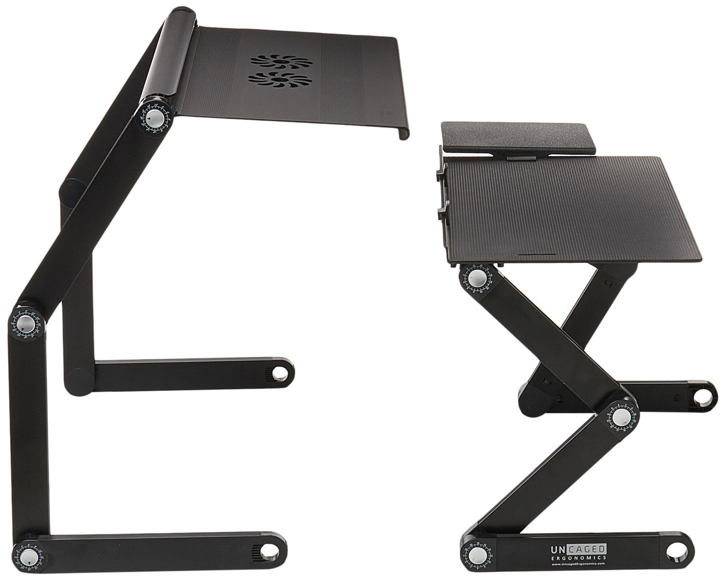 WorkEZ Adjustable Standing Desk Converter w/2 Fans & 3 USB Ports, Sit to Stand Desk Riser Monitor Standing Computer Desk, Height & Angle Negative Tilt