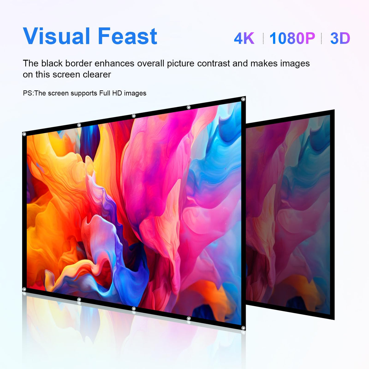 Projector Screen 120 inch，Portable Movie Projector Screen 16:9 HD Indoor Outdoor Double Sided Rear Projection Screen Video for Home, Party, Office, Classroom