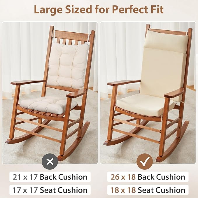 Waterproof Rocking Chair Cushions Outdoor & Indoor, Wooden Rocking Chair Pads